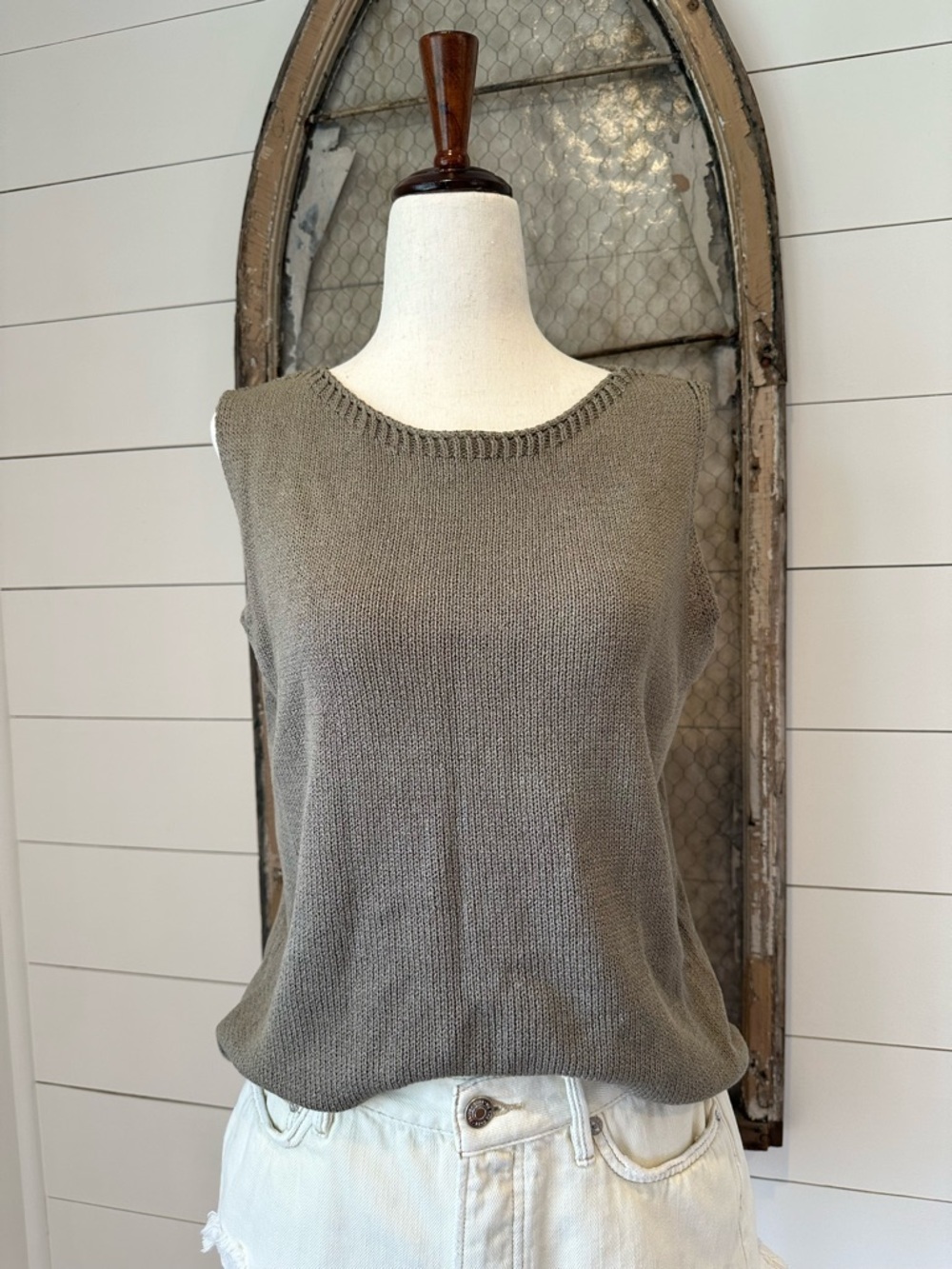 Olive Green Sleeveless Knit Tank Top | SHEIN | Boho Layering Piece OS
